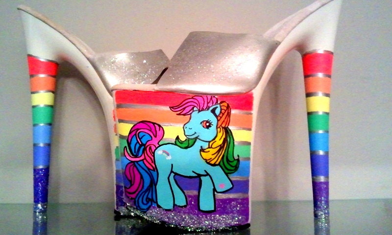 CANDY DANCER Rainbow Dash My Little Pony mlp UV responsive platform exotic dancer stripper burlesque heels 5 6 7 8 9 10 11