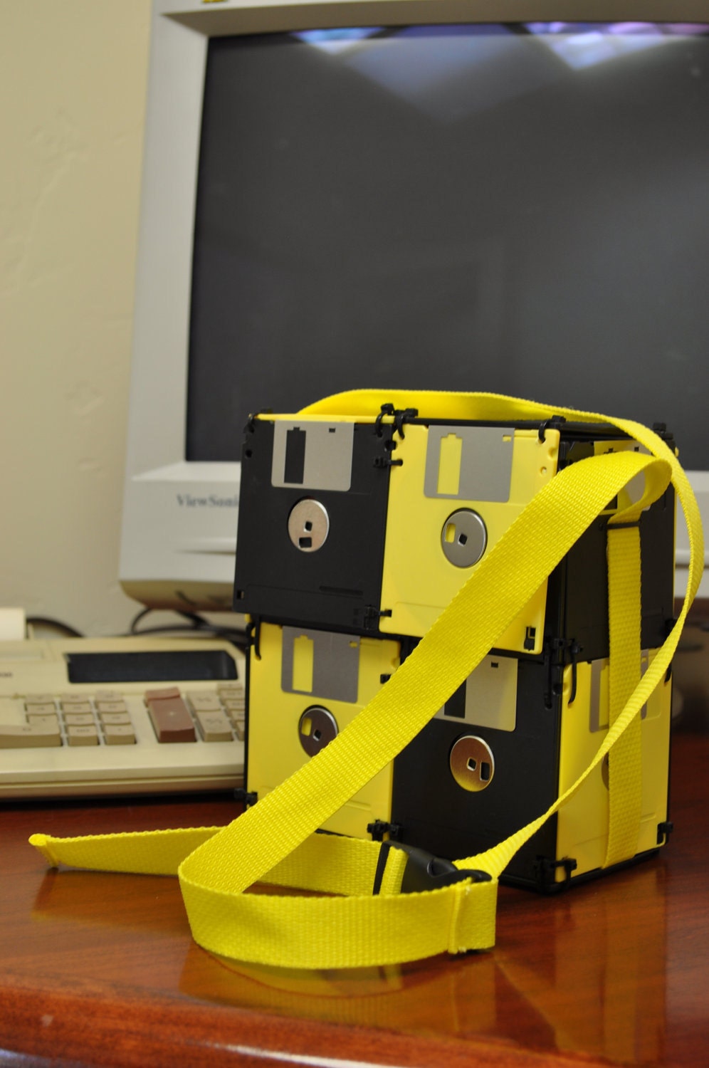 Geeky Floppy Disk Bag - Bumble Bee, Lunch Box, Purse, Card Bag, Yellow, Black, for Nerdy Nerds