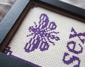Sex Pest - Framed Cross-Stitch (Purple)
