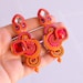 Unique long orange red Soutache Earrings ORIENTAL ODYSSEY II