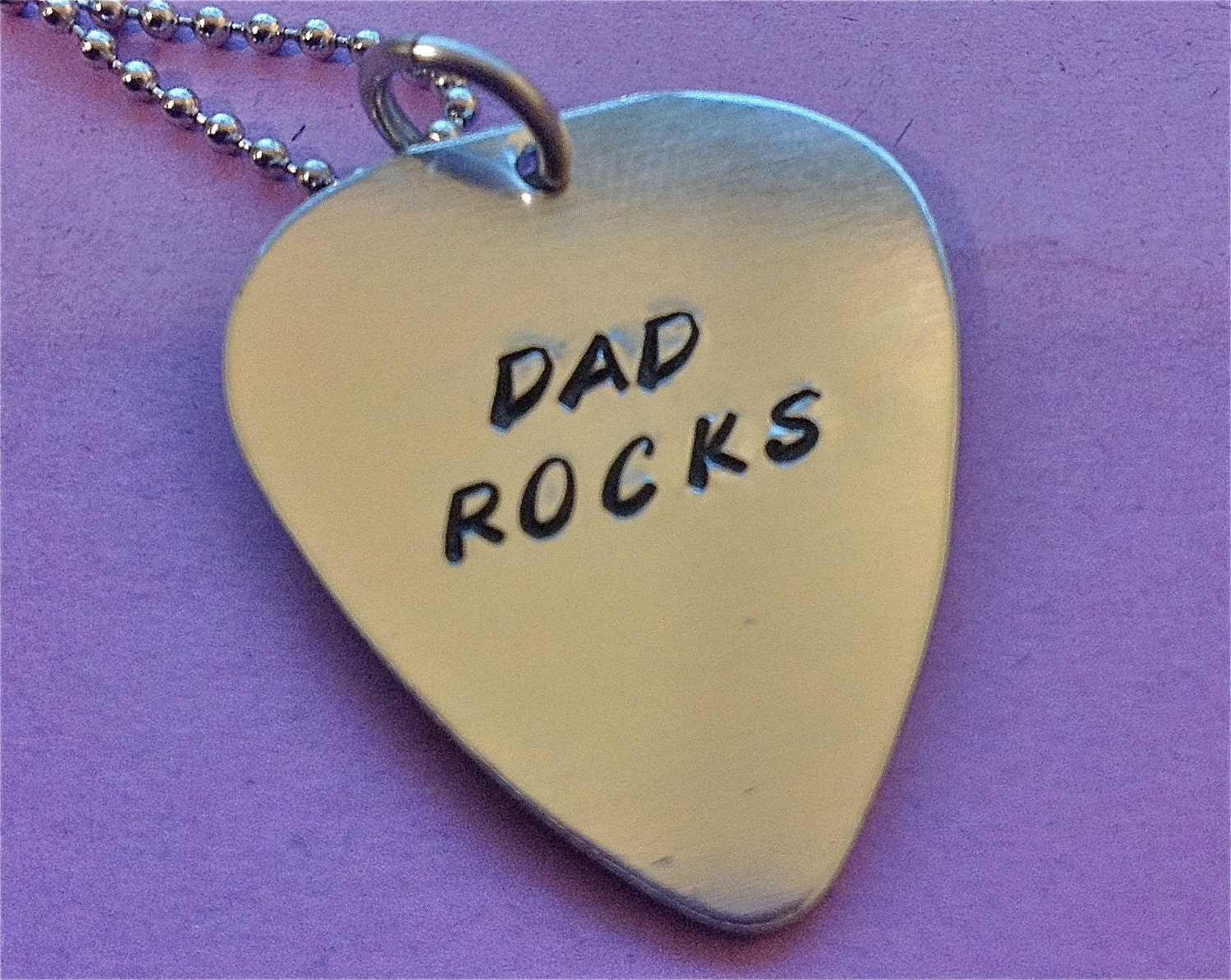 Custom Men's Guitar Pick Handstamped necklace - Custom Hand Stamped necklace personalized for you - perfect for Father's Day