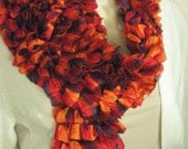 Orange Fuscia Purple Ruffled Scarf