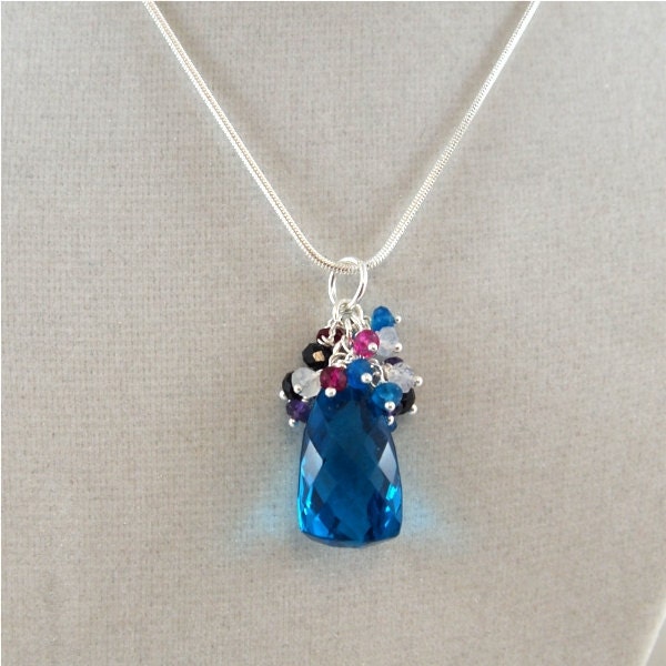 Teal Quartz Cluster Necklace