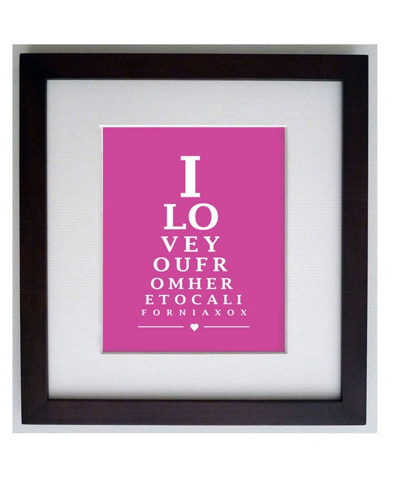 CALIFORNIA, USA. Eye Chart - 8 x 10 digital print design art - custom
