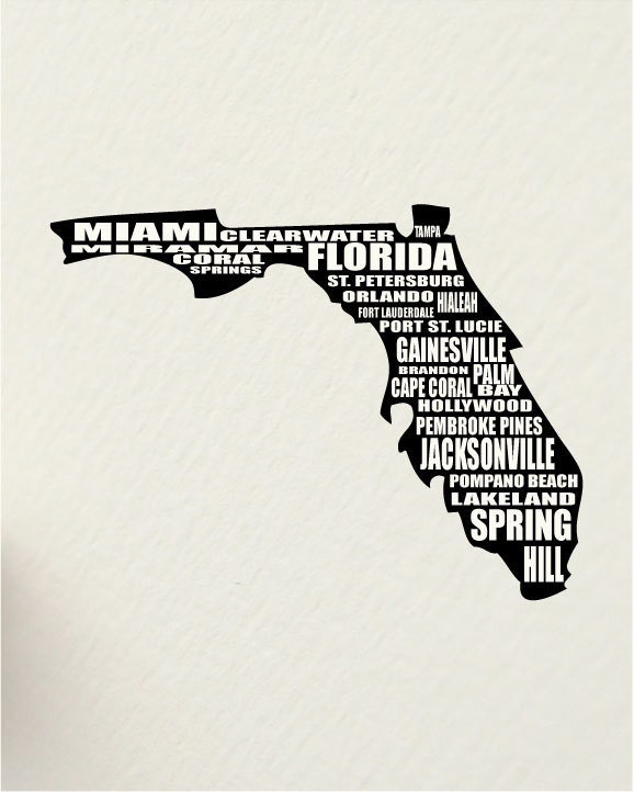 SALE a word about FLORIDA, Miami USA 8 x 10 motivational inspirational digital print design art - custom