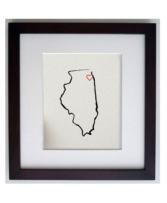 the state of ILLINOIS, CHICAGO, USA 11 x 14 digital print design