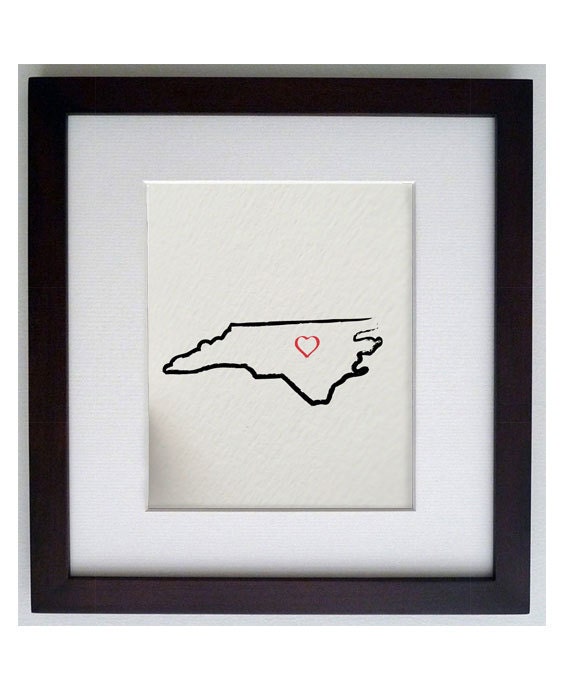 SALE the state of NORTH CAROLINA, Raleigh usa 8 x 10 digital print design - painted brush strokes