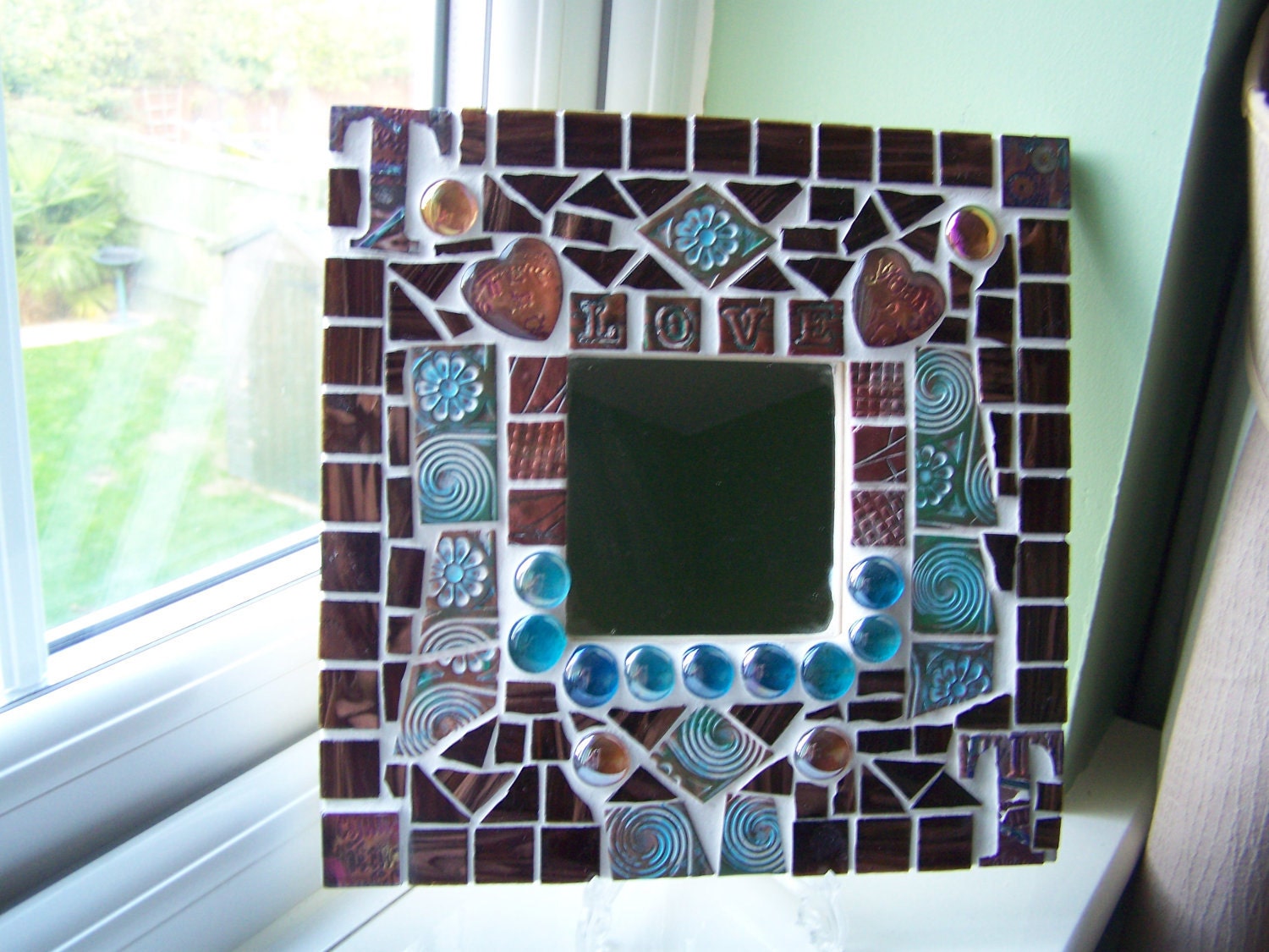 Steampunk Time and Love Mosaic Wall Mirror
