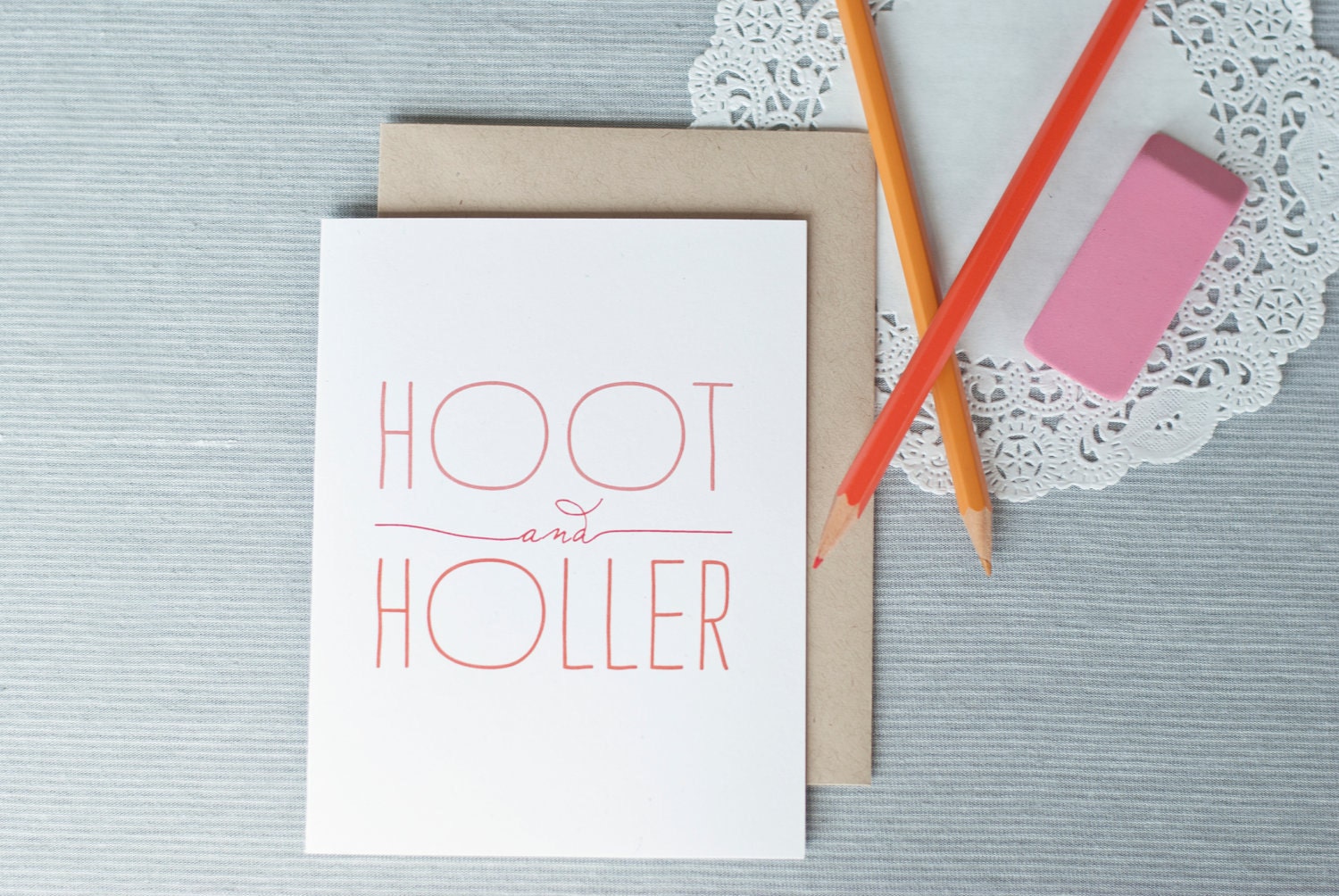 HOOT and HOLLER card // blank notecard