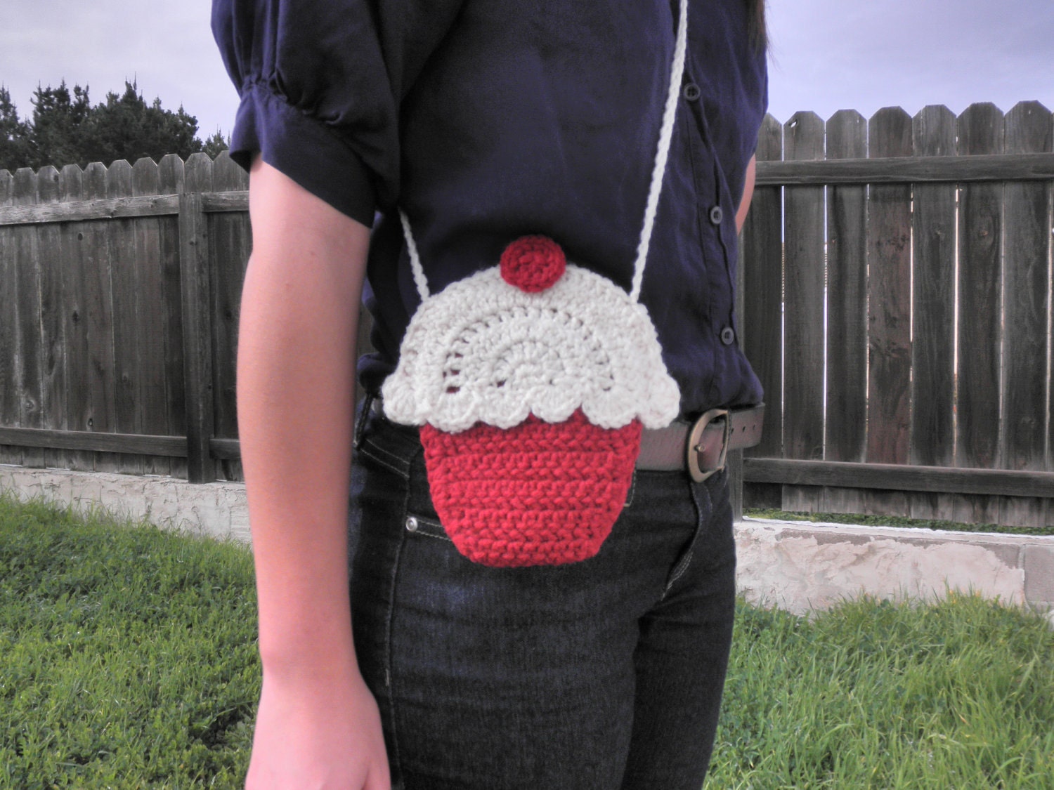 Red Velvet Crocheted Cupcake Bag
