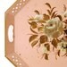 1950s Handpainted Pink Serving Tray, Toleware Nashco Products NY