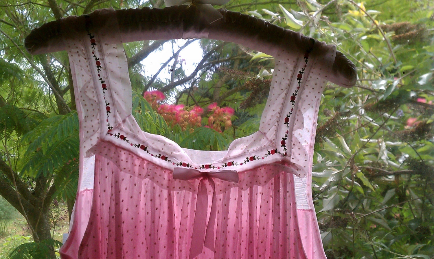Vintage Light Pink Polka Dot Sheer Nighty