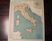 Vintage Map of Italy 1935 Original