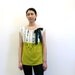 hand painted SILK top. INK BEADS on cream and chartreuse. Custom sizing.