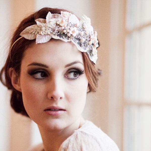 Vintage Milliner's Velvet Leaf Bridal Headdress