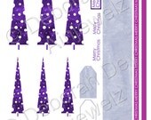 SALE 1 x Christmas tree, tags, ribbons, greetings embellisment sheet for cardmaking, scrapbooking and paper crafts. Download & print jpg.