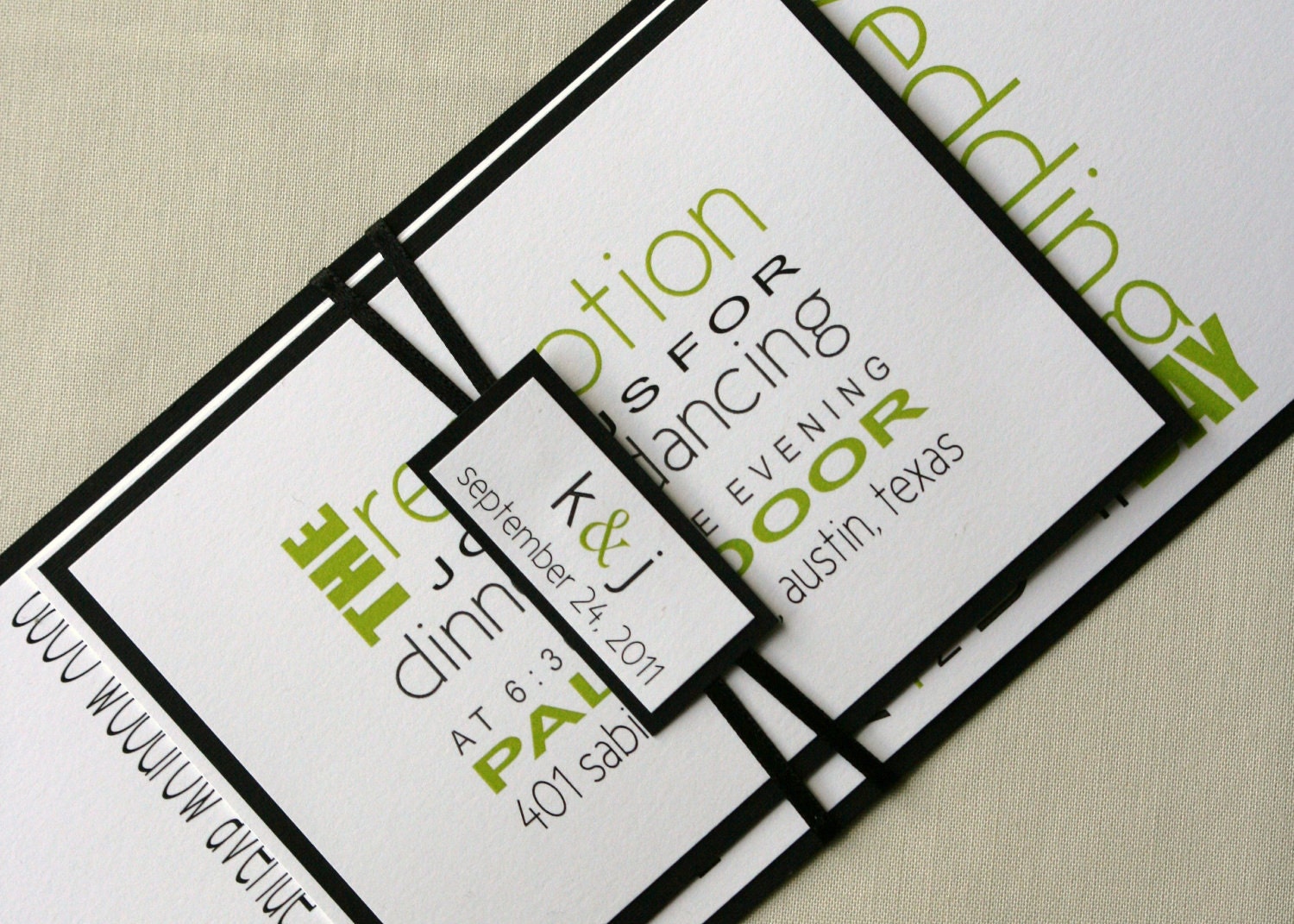 Modern Block Unique Custom Wedding Layered Invitation Suite