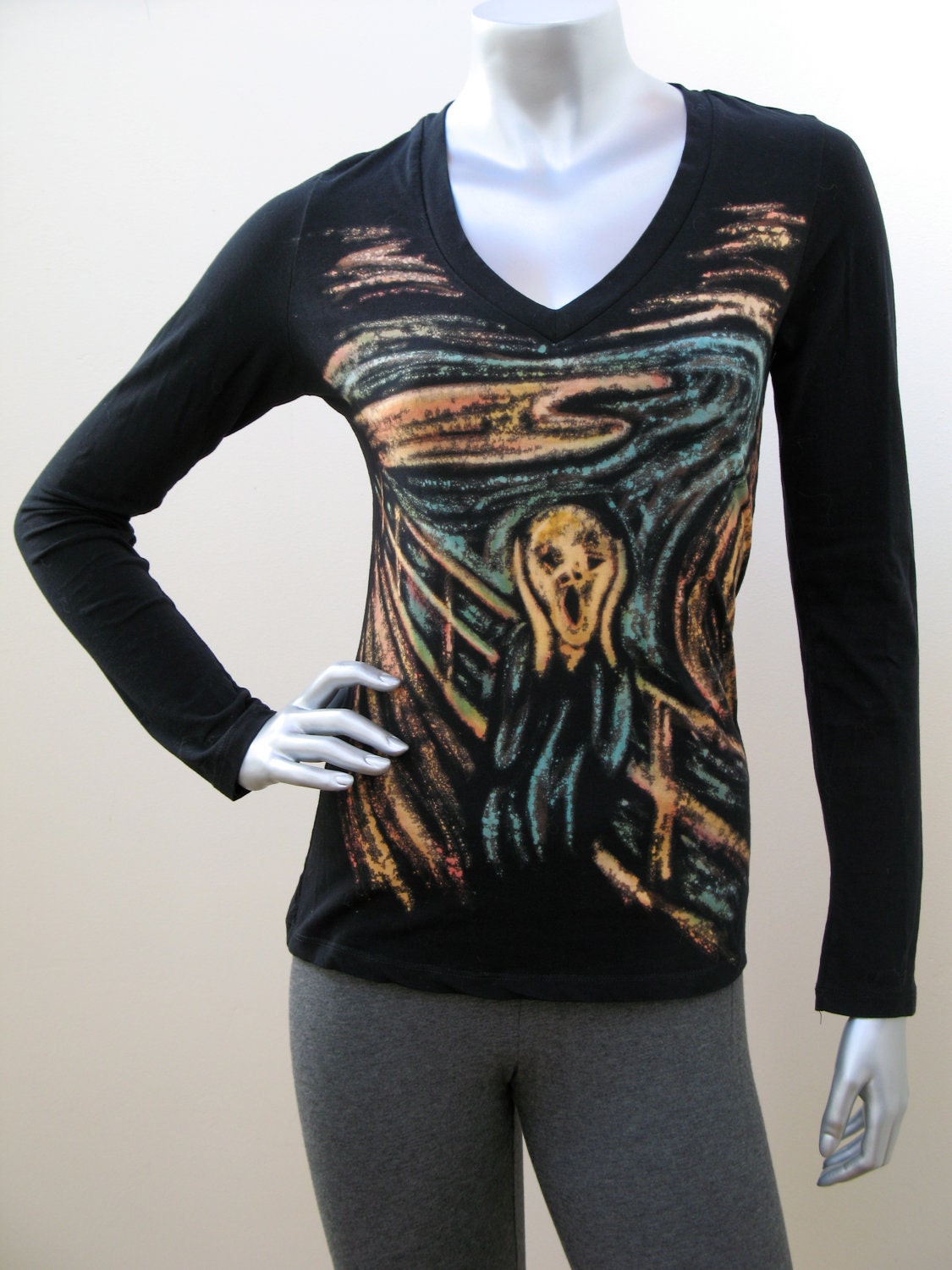 Hand Painted "The Scream" Long Sleeved Goth Top
