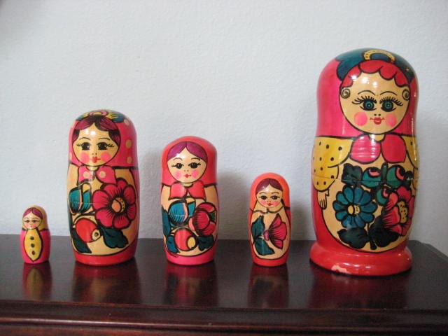 Vintage Russian Nesting Dolls/ Hand painted Matryoshka Dolls