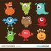 Cute Monsters Clipart for Personal and Commercial Use ( cute monster clip art ) INSTANT DOWNLOAD