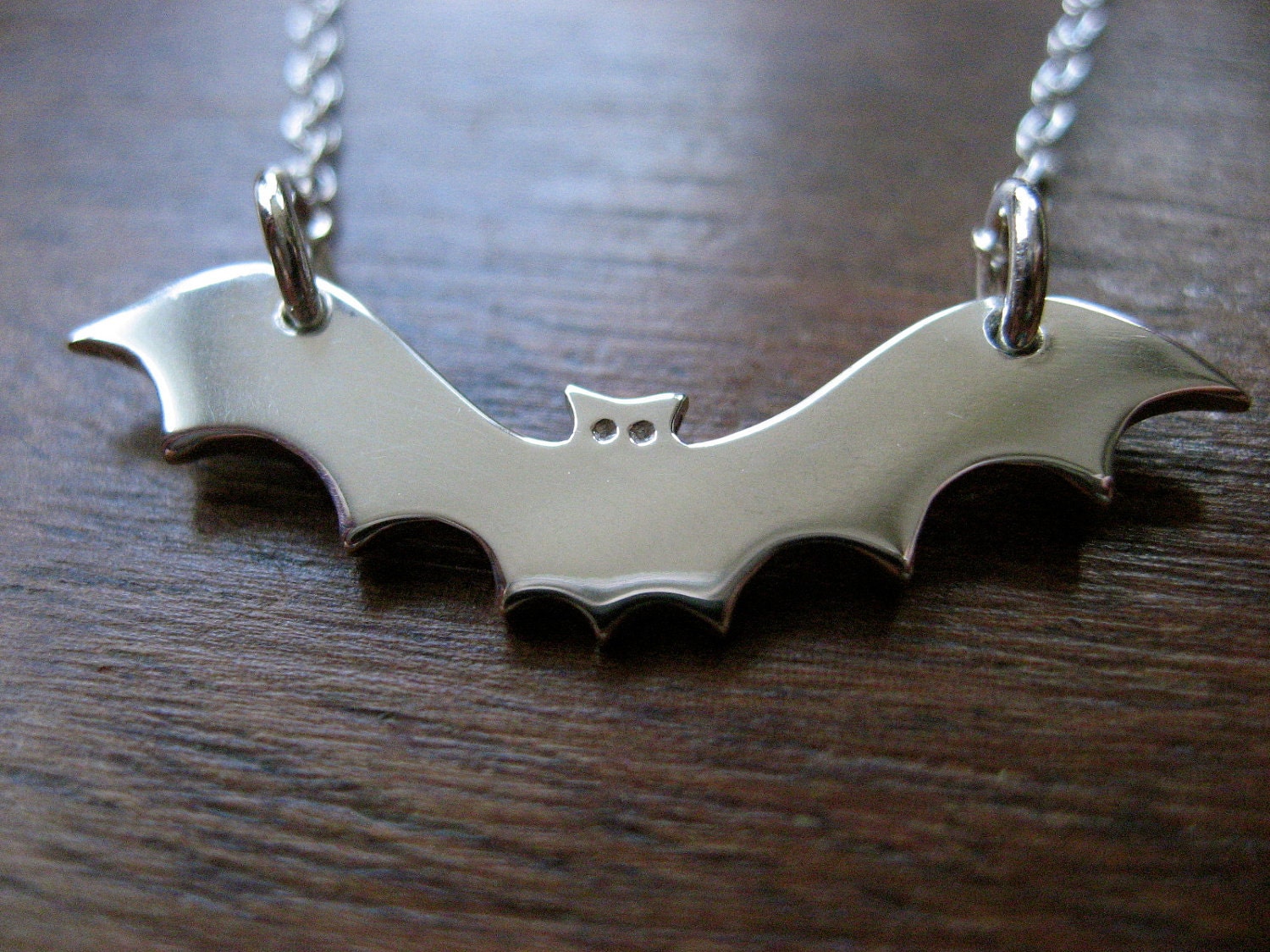 Silver Bat Pendant Necklace