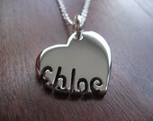 Silver Personalised Heart and Name Pendant Necklace