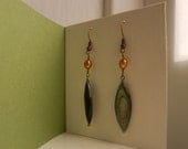 Jade Green Mother of Pearl Dragonfly Inspired Dangle..