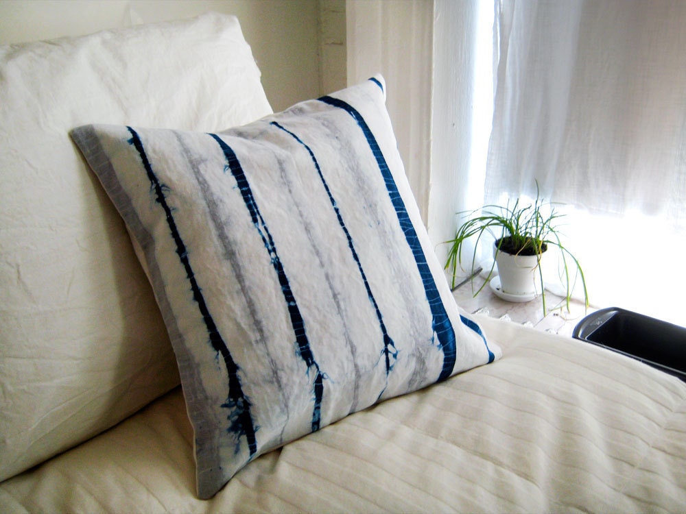 18" hand-dyed shibori cotton pillow case