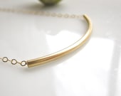 Gold Filled Curved Bar Necklace - Modern Jewelry - All 14k Gold Filled
