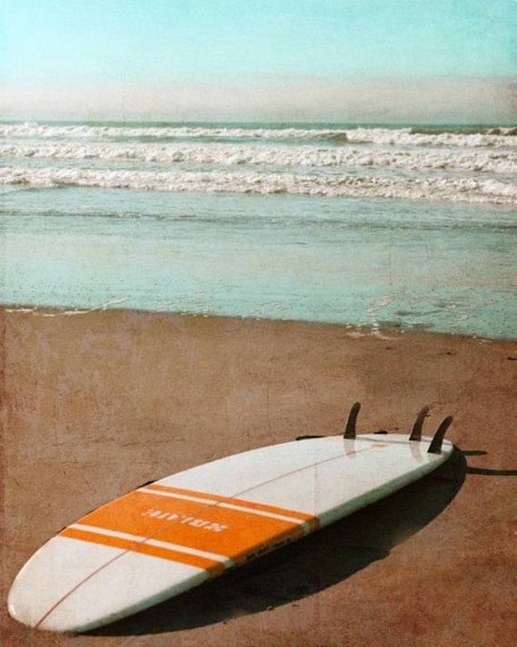 Vintage Surfboard Art Print - Retro Beach Surf Orange White Aqua Surfing Beach House Home Decor Wall Art Photograph - SevenElevenStudios Vintage Surfboard Art Print - Retro Beach Surf Orange White Aqua Surfing Beach House Home Decor Wall Art Photograph - SevenElevenStudios