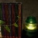 Glass Lamp Wedding Lighting Bedside Lamp - Vintage Teal Glass Telegraph Insulator Steampunk Lamp
