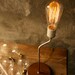 Industrial Table Lamp Light Wood Lamps Industrial Lighting Cool Gifts for Men Edison Cage Bulb Lamp - Table Lamp by Luke Lamp Co