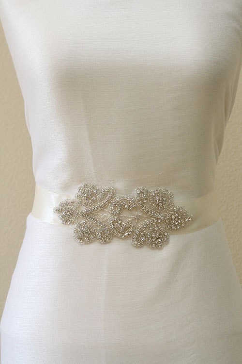 Wedding sash, Bridal sash clear crystal beaded sash, belts, bridesmaid sash