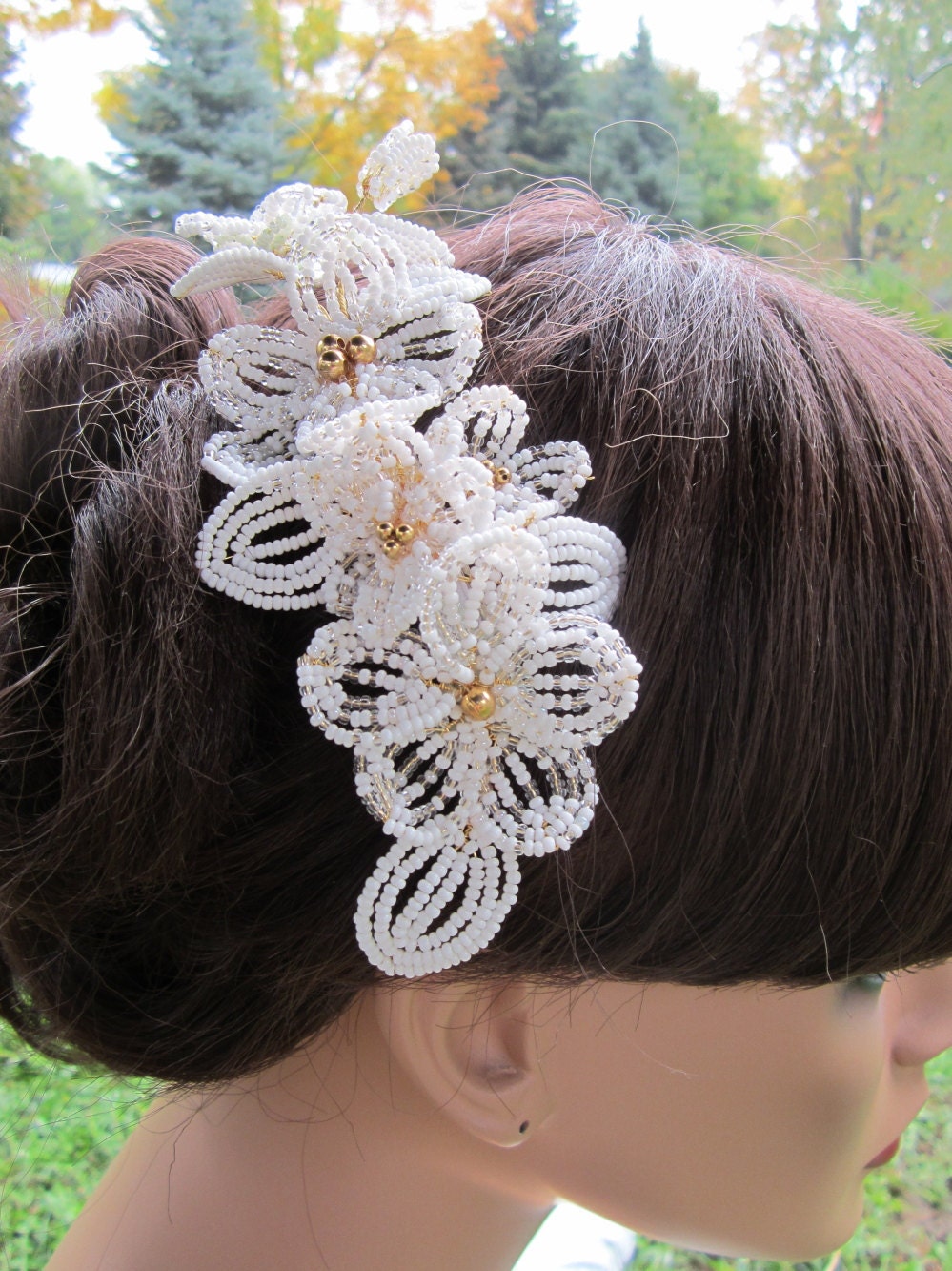 Fleur de Blanc -  FRENCH BEADED Bridal Headpiece, bridal fascinator, hair clip