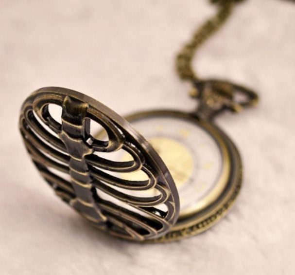 FREE SHIPPING-Steampunk Skeleton  Pocket Watch Pendant 264-119