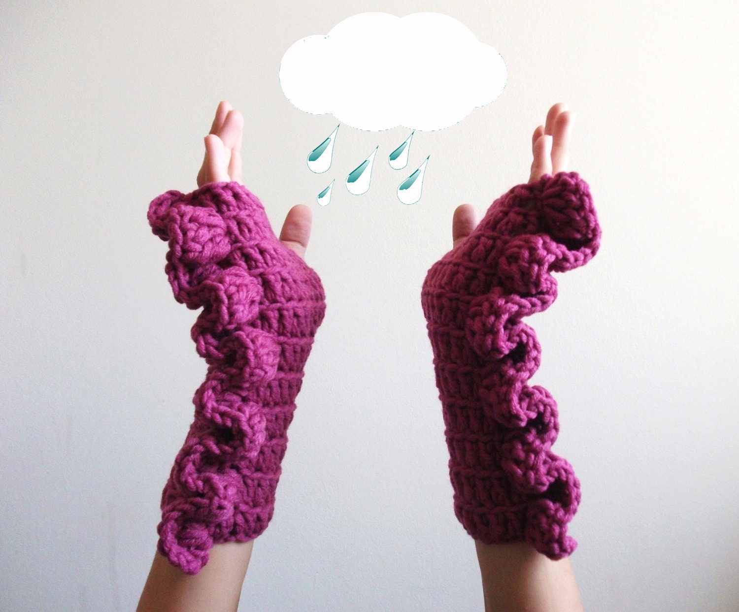 Fingerless Gloves by giZZdesign, rose, chunky, crochet,mittens, Choose your color....Christmas