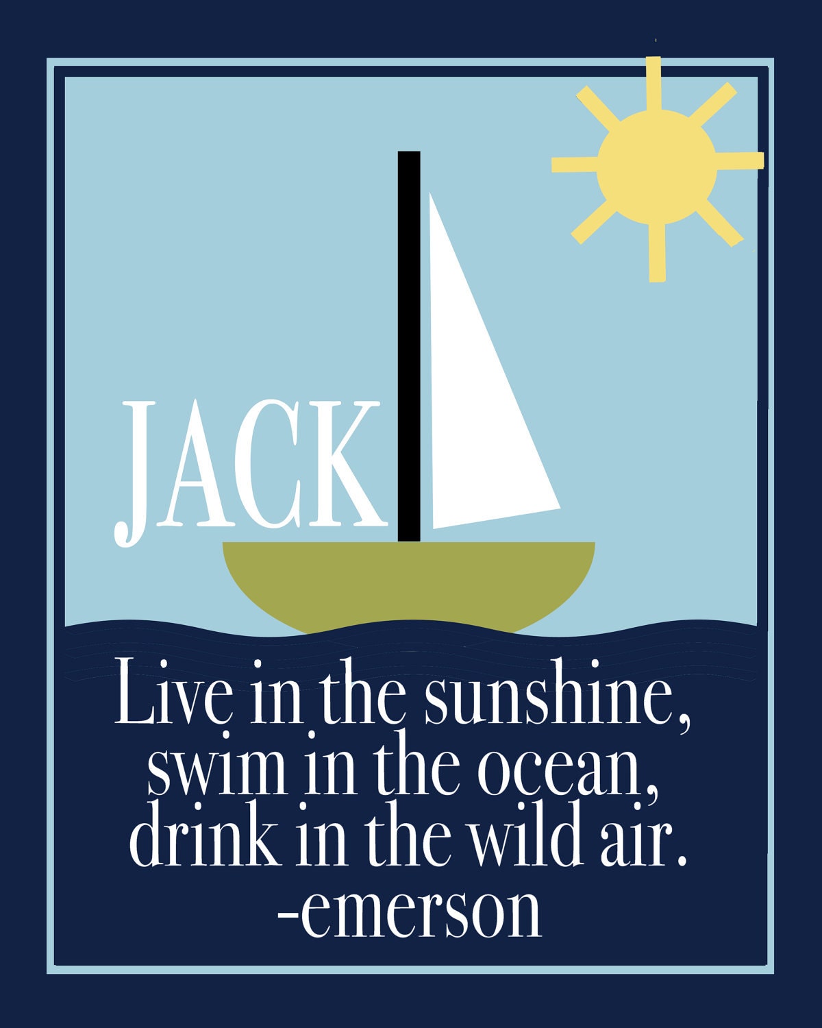 Nautical Nursery Art - INSPIRATIONAL NURSERY QUOTE - Ralph Waldo Emerson - Baby boy -