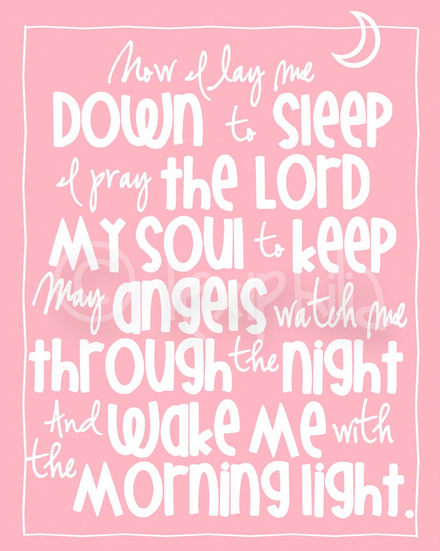 Nursery Art - The Lord's Prayer - Now I lay me down to sleep  - 8x10 Art Print -