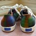 Vintage Striped Rainbow Keds Sneakers / 1980s Sneakers