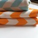 SALE, Baby Blanket, Pond Blue Jumbo Herringbone, Modern Organic Baby Blanket