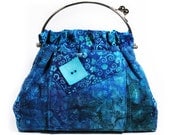 Aqua Blue Handbag Tropical Flowers