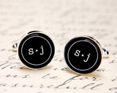 Monogrammed Silver Plated Cufflinks Personalized with Two Initials - For the Groom Groomsmen Graduation or Father's Day