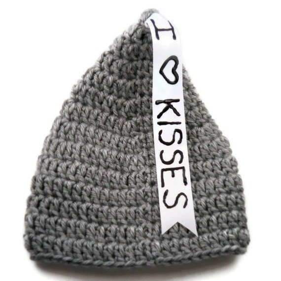 Crochet Baby Hat Hershey's Kiss in Silver Valentine's Baby Photography Prop