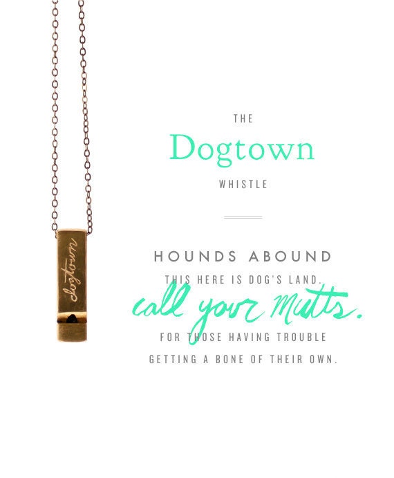 Dogtown Whistle - brass vintage whistle charm with engraving
