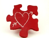 Red Chalkboard Puzzle Piece Magnet