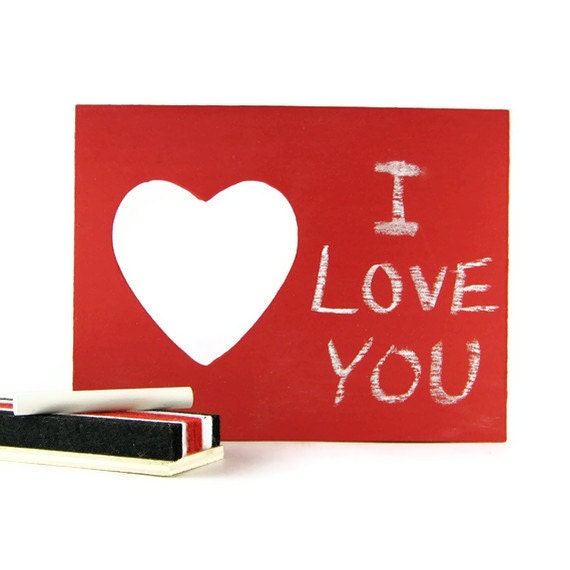 Red Heart Chalkboard Picture Frame - Perfect for Engagement, Wedding or Honeymoon Photos