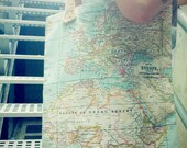 Summer Travel Blue World Map Printed Tote Bag