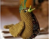 Bird sewing pattern, tutorial (PDF) How to make a bird (fabric) epattern, Soft sculpture.