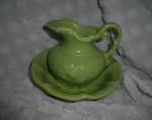 Vintage McCoy Pottery Green Pitcher and Basin