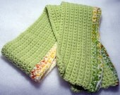 Light Green & Tropical Crochet Scarf
